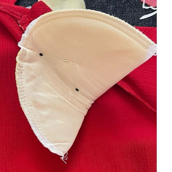 Women’s 90s Cascais of California Red & Black Abstract Floral Blouse – XL - Picture 5 of 9